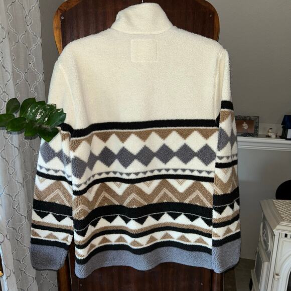 Mutual Weave Mens Ivory southwestern Fleece 1/4 Zip Pullover Sweatshirt Small - Picture 8 of 10